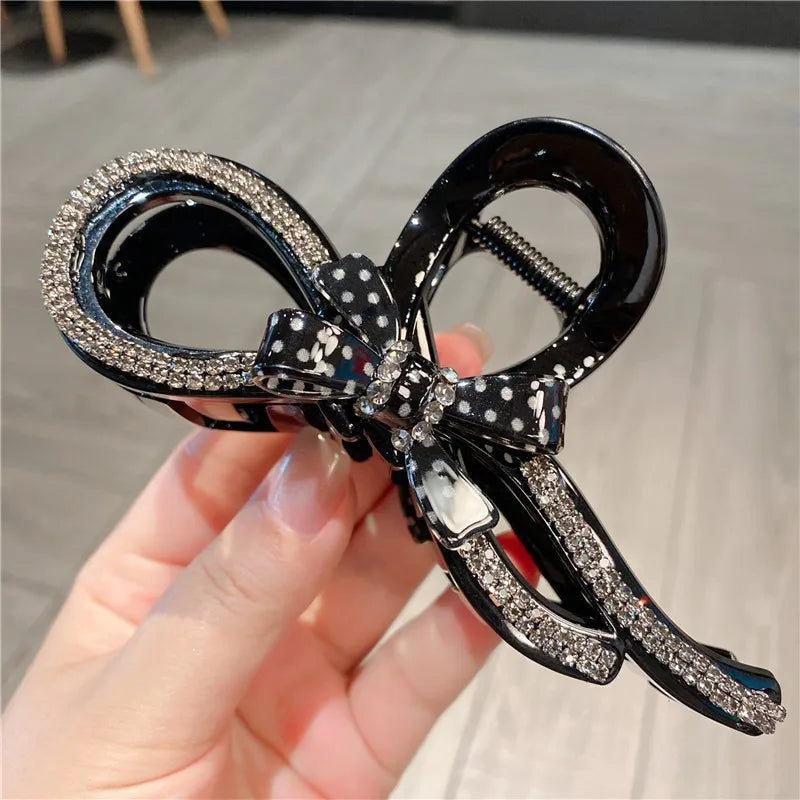 New Polka Dot Butterfly High Ponytail Claw Clip Women Large Shark Tail Hair Accessories Sweet Head Jewelry Hairpins