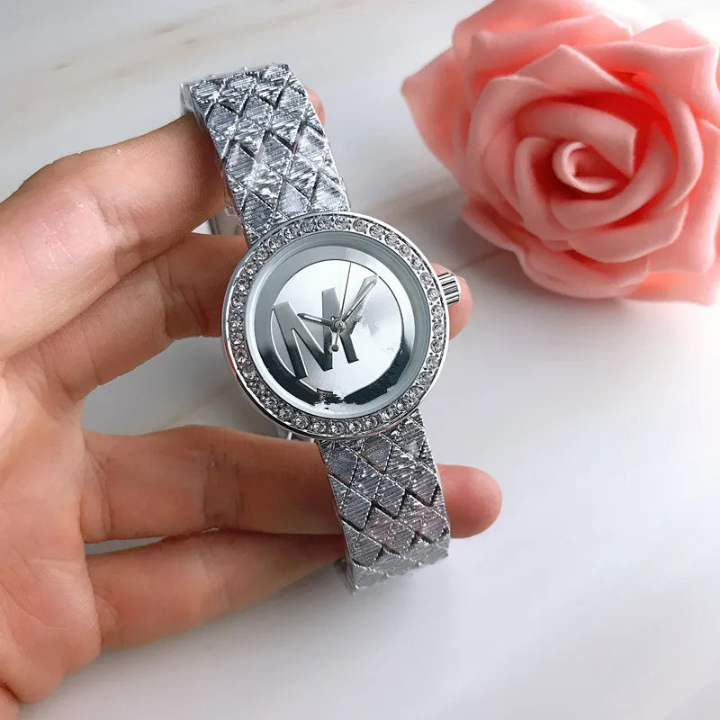 glam round plaid single folding buckle quartz women's watches