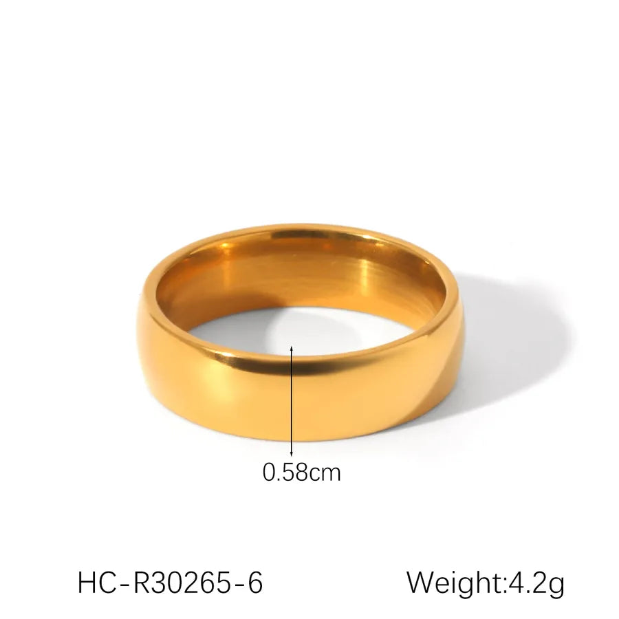 Wholesale Jewelry Modern Style Solid Color 304 Stainless Steel Titanium Steel Zircon 18K Gold Plated Rings