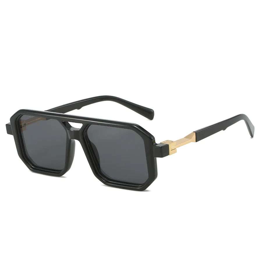 retro color block pc square full frame men's sunglasses