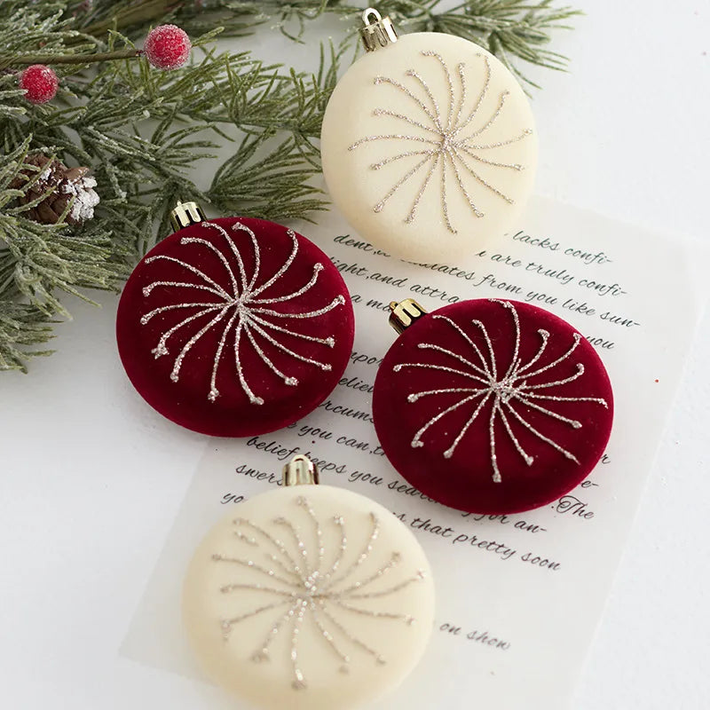 New Christmas Tree Decoration Balls Hanger Dark Red Wine Color Flocking Painted Christmas Balls Irregular Shape PVC Material