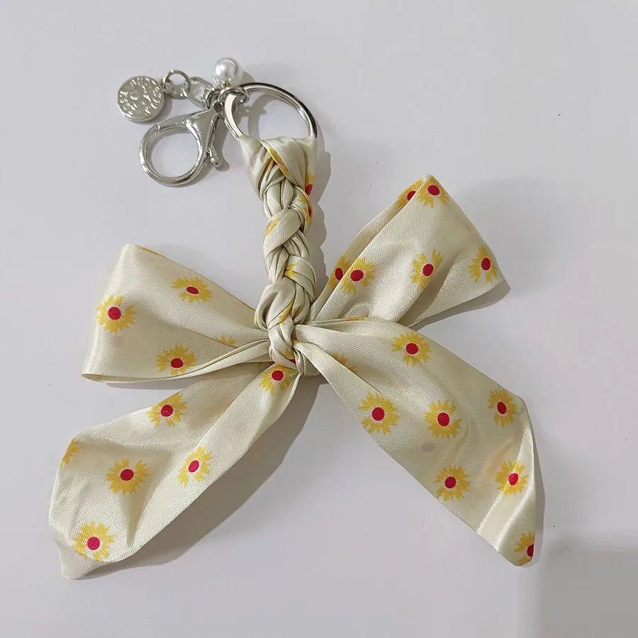 Sweet Simple Style Bow Knot Cloth Metal Unisex Bag Pendant Keychain