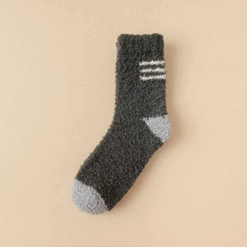 wool-free coral velvet socks men's mid-tube socks autumn and winter men's home warm floor plush socks