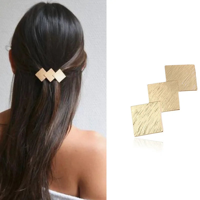 simple style rhombus alloy plating hair clip