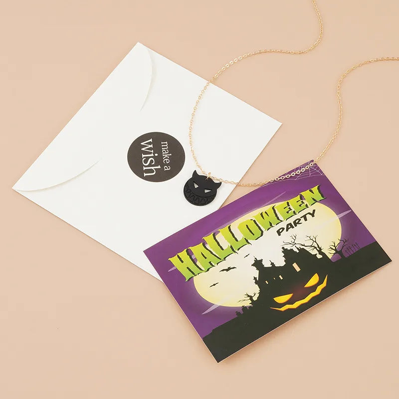 Dark Halloween Skeleton Head Pendant Necklace Personalized Devil Card Necklaces Spooky Attractiveness Unisex Metal Chain Jewelry