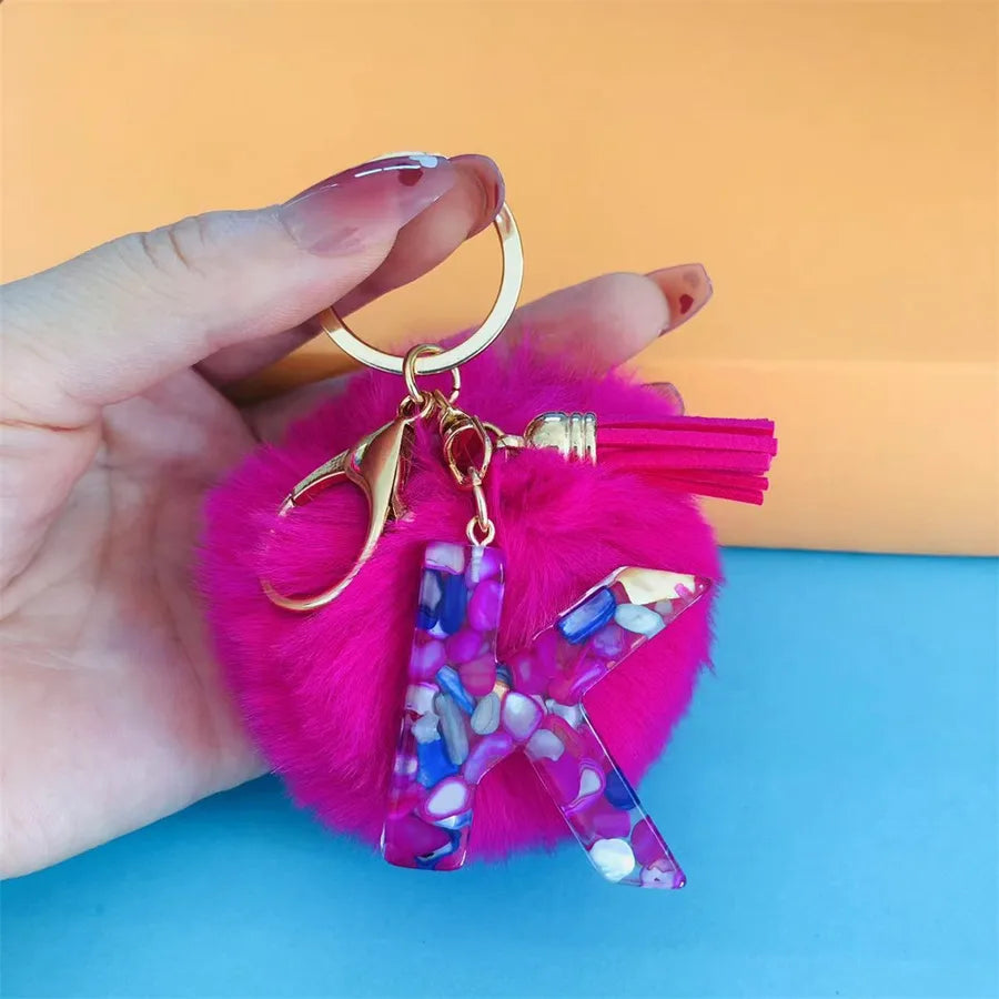 Simple Style Commute Letter Hairball Resin Unisex Bag Pendant Keychain