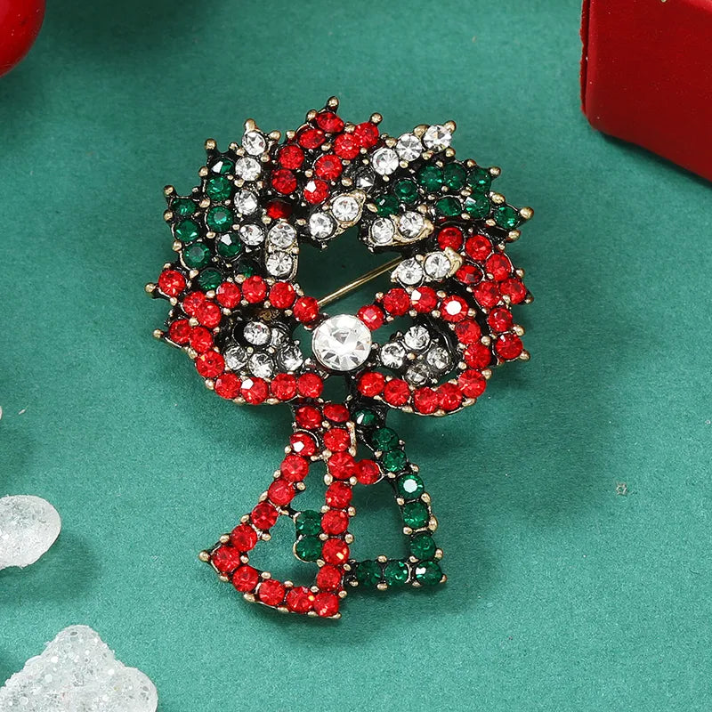 Christmas Bow Knot Bell Snowflake Alloy Plating Inlay Rhinestones Unisex Brooches 1 Piece