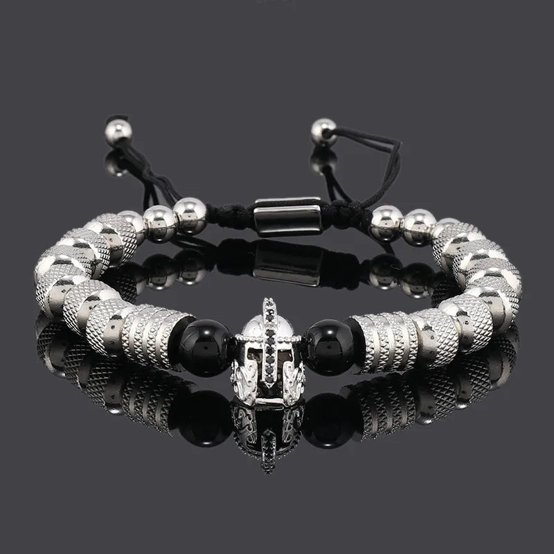 Hip-Hop Vintage Style Round 304 Stainless Steel rope Plating Men's Drawstring Bracelets Men Beaded Bracelets