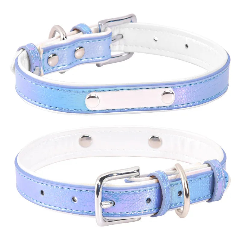 All Seasons Cute Pu Leather Zinc alloy Customization Laser Engraving Colorful Pet Collar