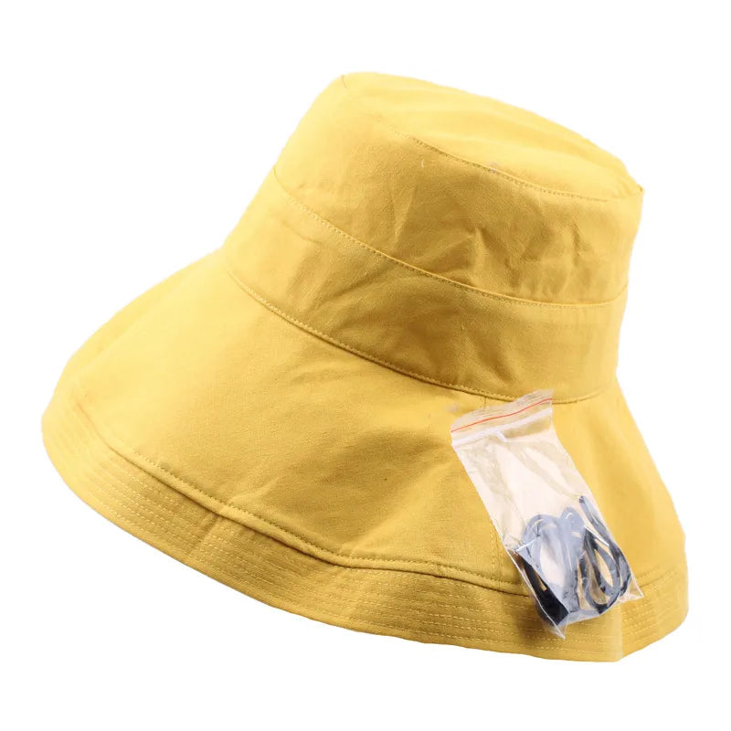 Women's Basic Solid Color Big Eaves Bucket Hat