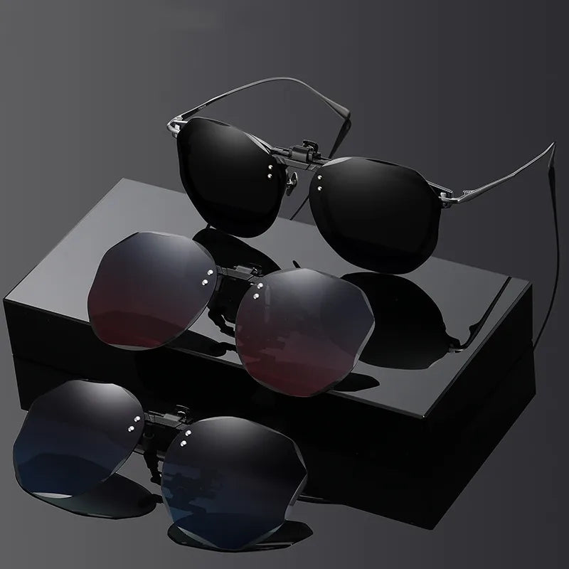 simple style solid color tac polygon clips men's sunglasses