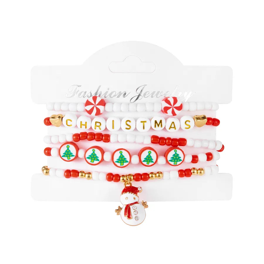 Christmas Combination Bracelets Versatile Soft Clay Santa Claus Bracelet Set  Style Alloy And Clay Deer And Snowflake Design For Women
