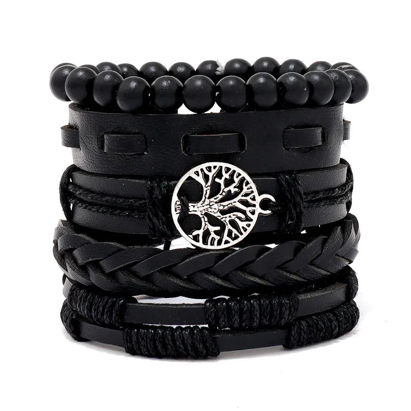 Hip-Hop Retro Geometric CCB Pu Leather Alloy Braid Men's Bracelets