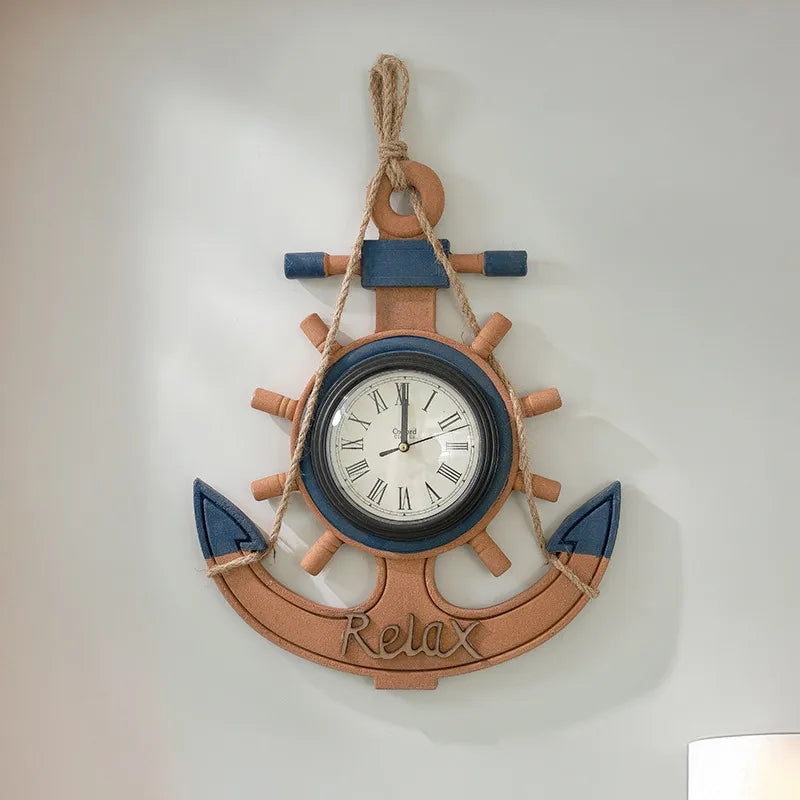 Vintage Style Marine Style Anchor Clock Density plate Wood pendant Wall Art