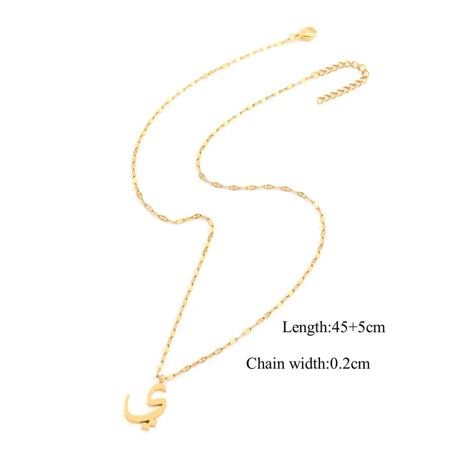 Wholesale Jewelry Casual Simple Style Arabic Letters 201 Stainless Steel 304 Stainless Steel Lip Chain Pendant Necklace