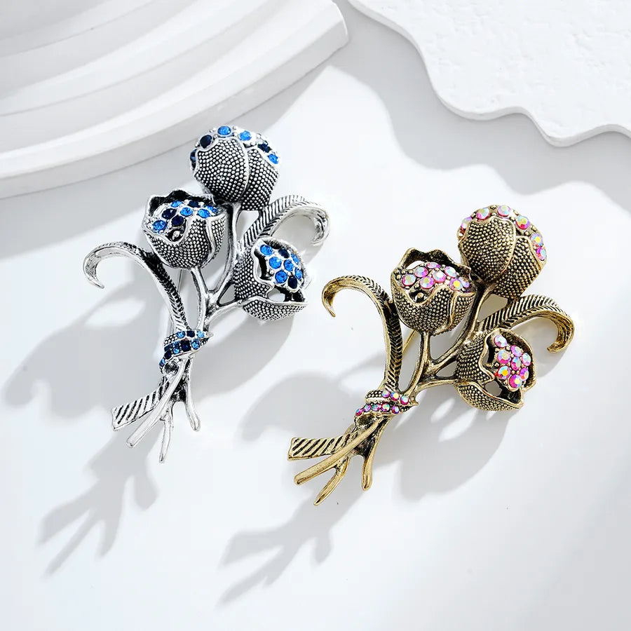 Fashionable Vintage Pearl Glazed Basket Brooch Pin Trendy Bouquet Brooch Pins Alloy Jewelry Accessory For Men And Women