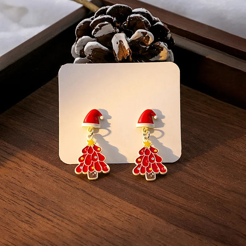 1 Pair Christmas Cute Penguin Santa Claus Christmas Socks Plating Alloy Drop Earrings