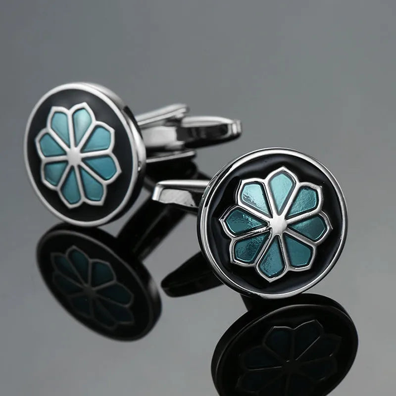 business geometric copper plating men's cufflinks