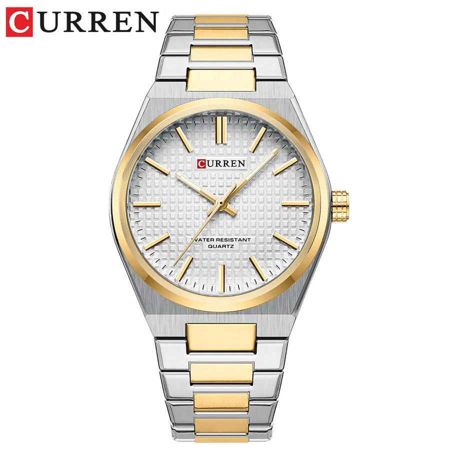 Business Color Block Single Folding Buckle Quartz Watch Men's Watches