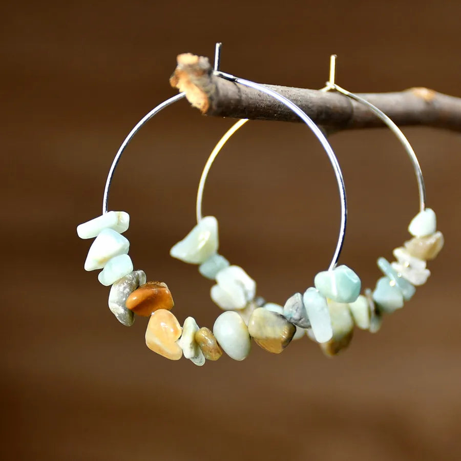 1 Pair Elegant Lady Vacation Geometric Beaded natural stone Earrings