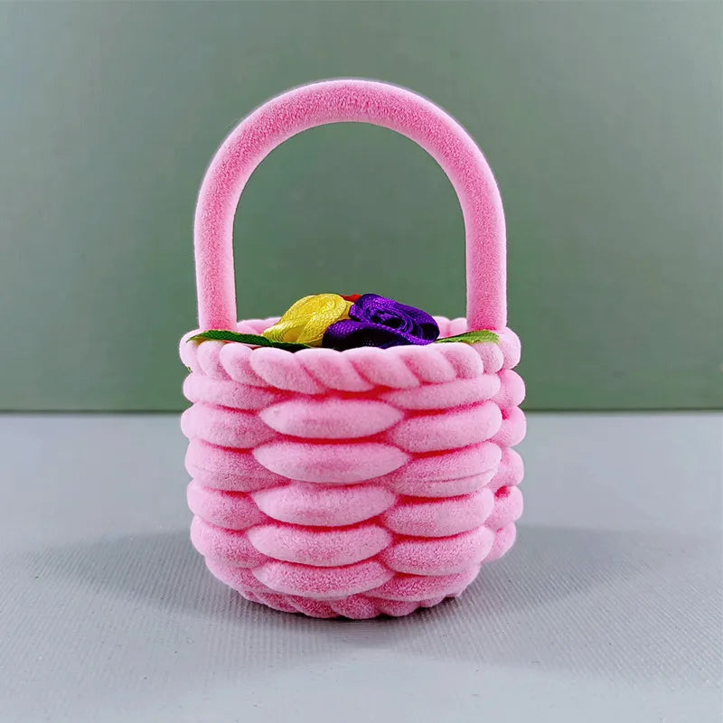 Fashion  Style Small Flower Basket Ring Box Proposal Photography Props Exchange Earring Storage Box Fashion Composite Material