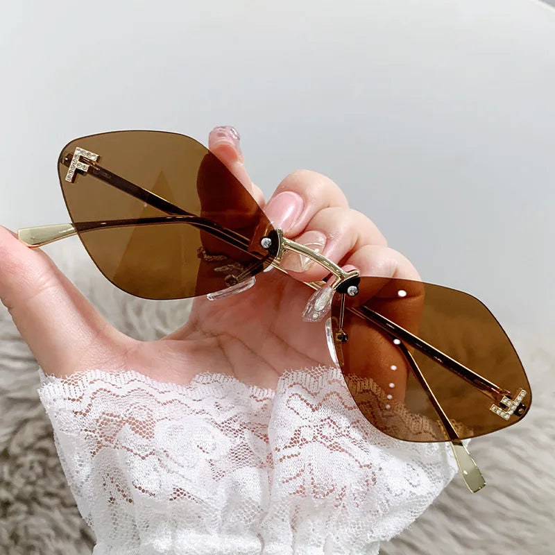 Basic Simple Style Solid Color Ac Special-Shaped Mirror Frameless Women's Sunglasses