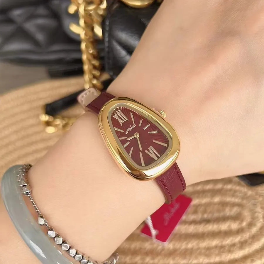 Elegant Solid Color Buckle Quartz Watch Women's Watches