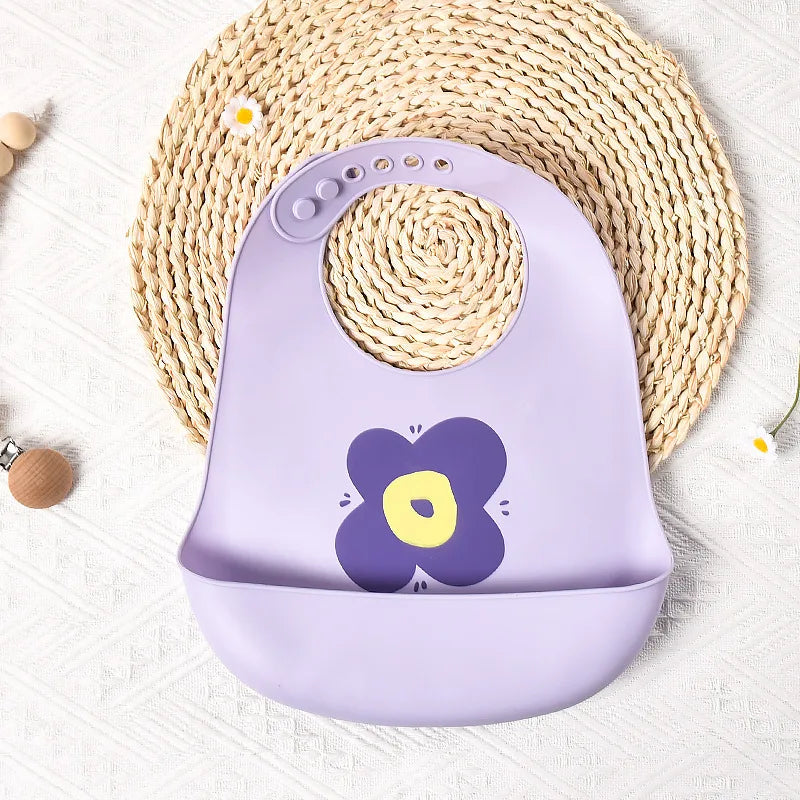 Casual Cute Cartoon Flower Silica Gel Burp Cloths Bib Baby Accessories