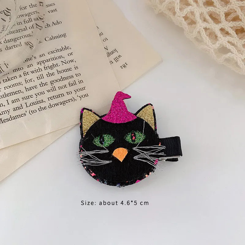 exaggerated funny halloween pattern pumpkin bow knot alloy cloth hair clip