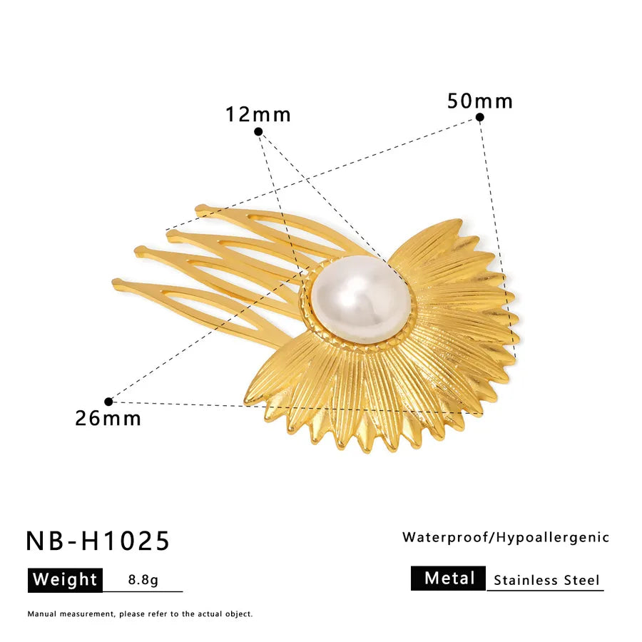 Cute Artistic Women's Pentagram Flower Shell 304 Stainless Steel Artificial Pearls Pearl Hair Pins Hair Clip