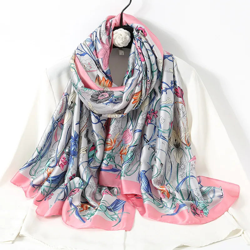 women's lady flower cloud brocade printing scarf