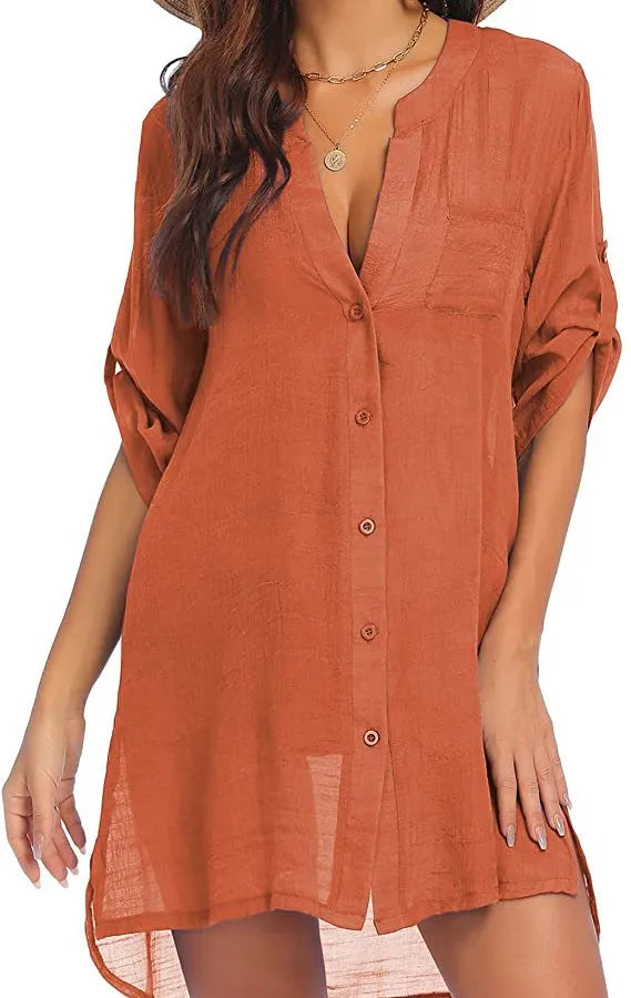 Women's Solid Color Vacation Cover Ups