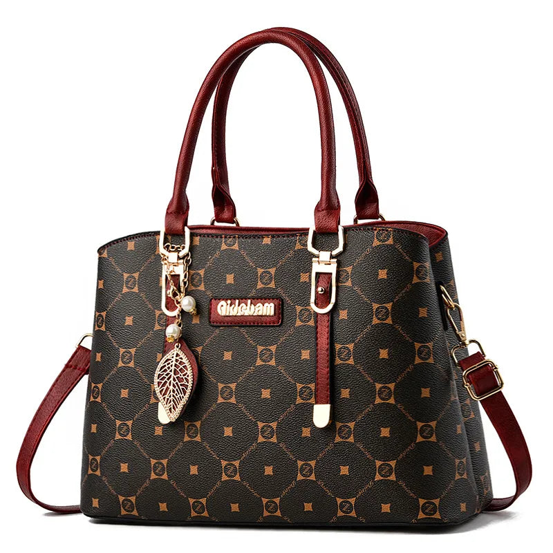 Women's Medium Pu Leather Lattice Vintage Style Square Zipper Handbag