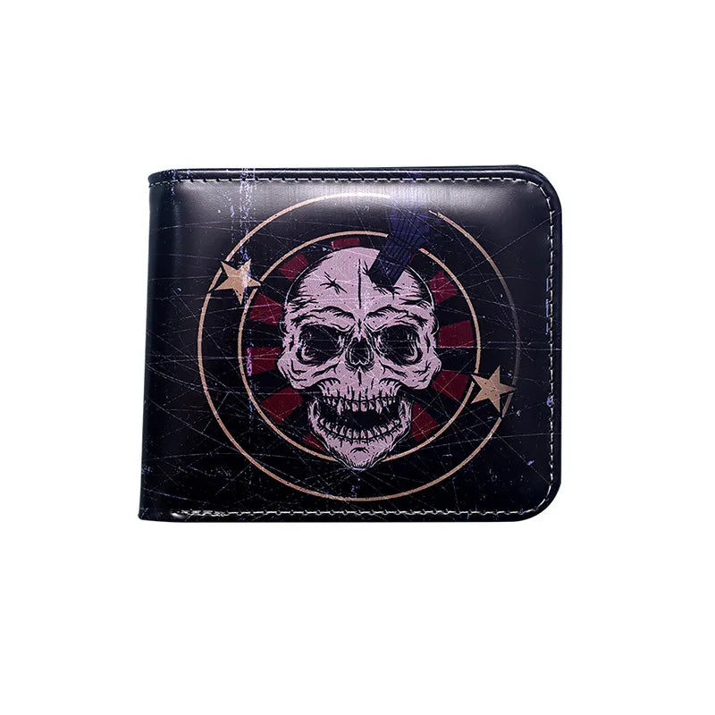 Men's Bat Skull PVC Open Wallets