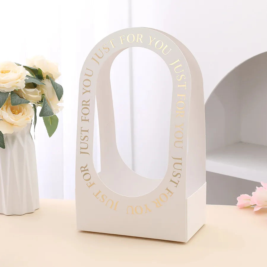 Foldable Handheld Paper Flower Basket Hollow Out Design Valentine's Day Bouquet Box Ins Style Birthday Gift Packaging Box