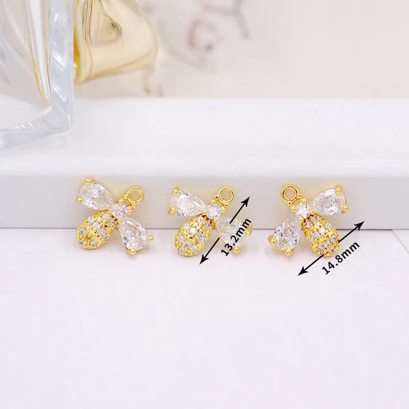 1 Piece Copper Zircon Flower Bow Knot Pendant