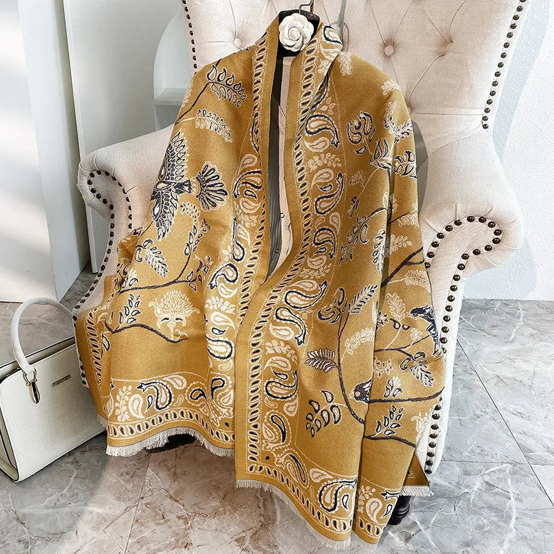 Unisex Elegant Lady Simple Style Leaf Imitation cashmere Printing Scarf