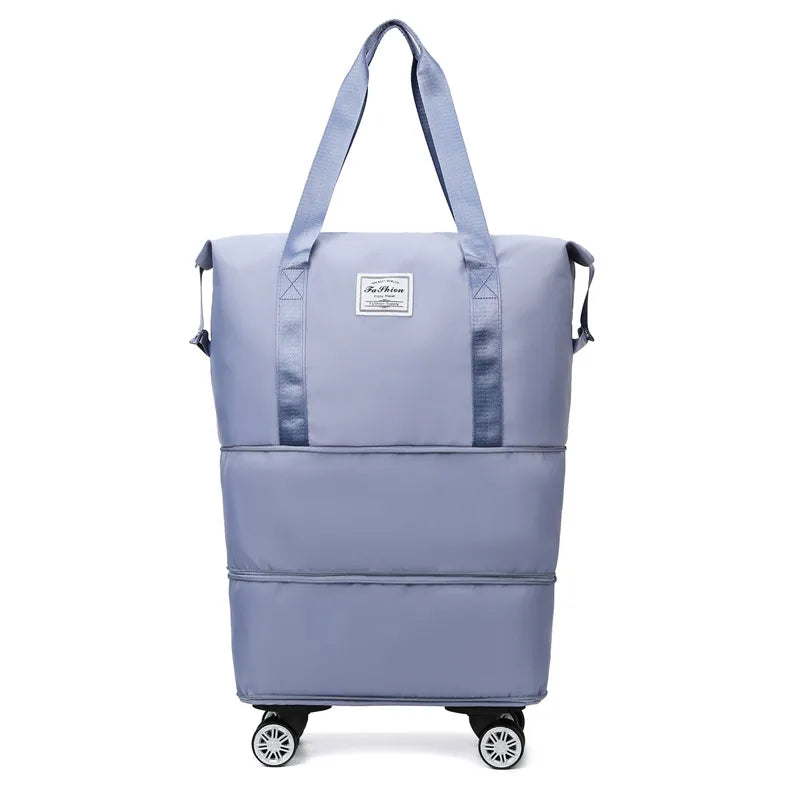 Travel bag large capacity universal wheel student business trip waiting storage bag waterproof wet and dry separation expandable luggage bag