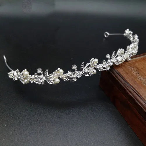 simple style flower imitation pearl alloy rhinestone hair band 1 piece