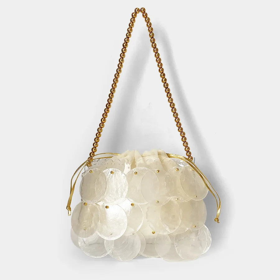 women's small shell patch geometric fashion shell open handbag