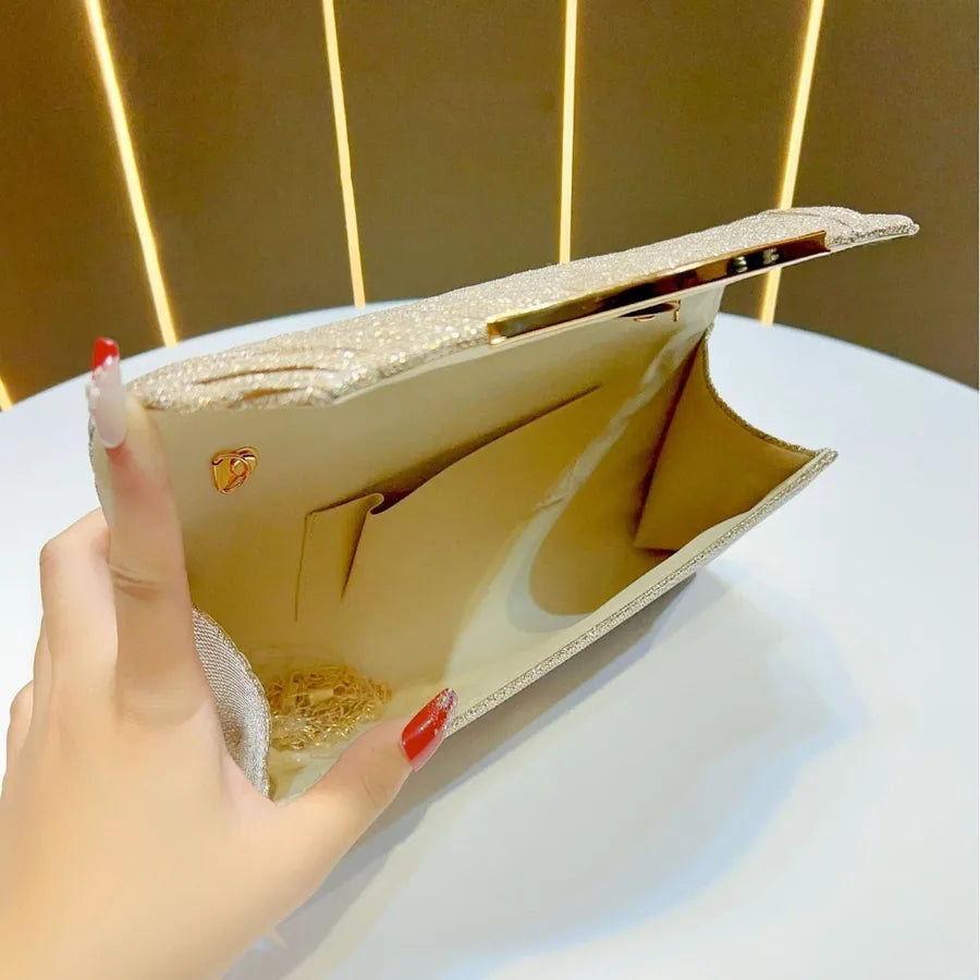 Shiny Evening Clutch Bag Fashionable Crossbody Women's Bag Elegant Atmosphere Luxury Sensation Summer Handbag Polyester Material