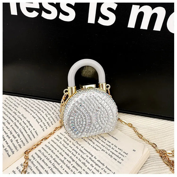 Women's PU Geometric Square Elegant Streetwear Lock Hollow Semicircle Round Square Lock clasp Handbag Crossbody Bag