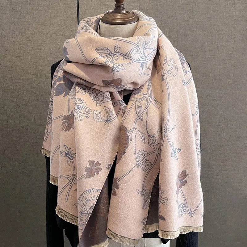 Unisex Basic Color Block Flower Acrylic Scarf
