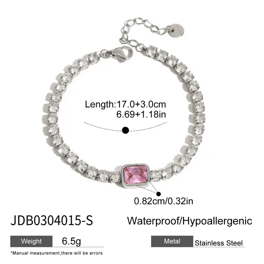 Elegant Sweet Simple Style Heart Shape Lock 304 Stainless Steel Beaded Chain Cuban Link Chain Curb Chain Tennis Chain Bracelets In Bulk