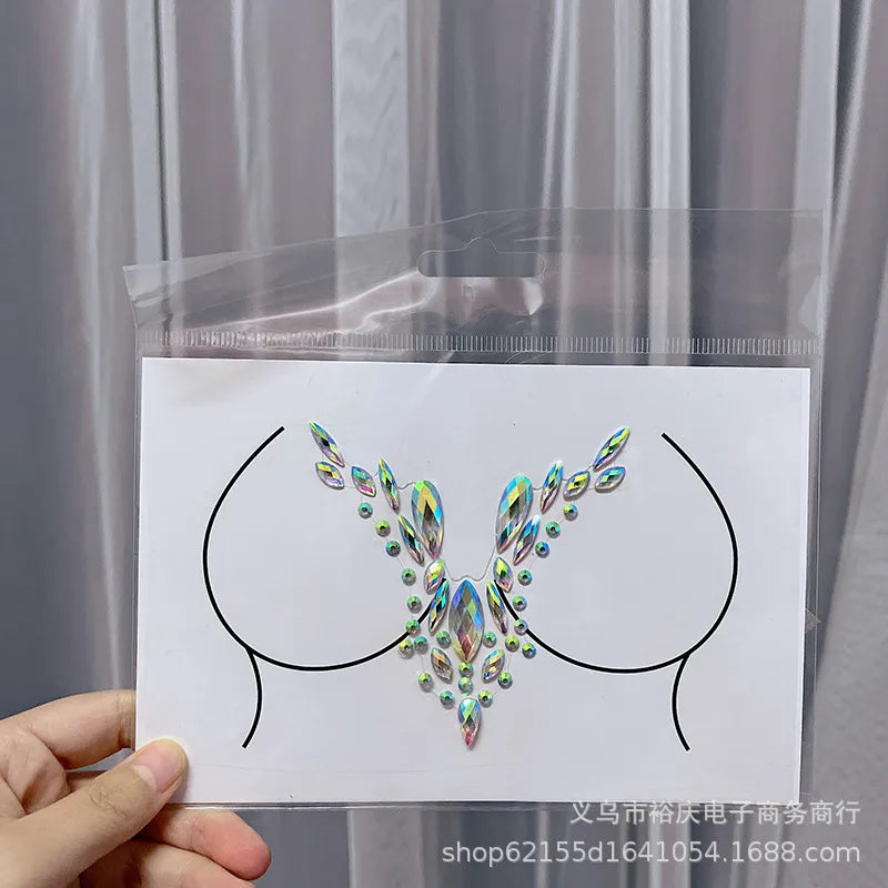 Halloween face stickers chest stickers body tattoo stickers resin acrylic Diamond stickers   tattoo stickers wholesale