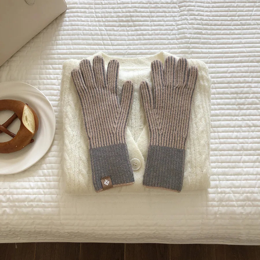 women's elegant basic stripe gloves 1 pair