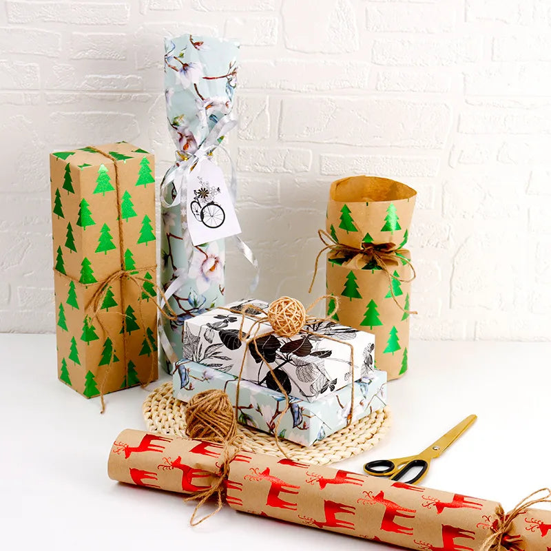 Christmas Casual Leaves Deer coated paper Party Gift Wrapping Supplies Gift Wrapping Supplies