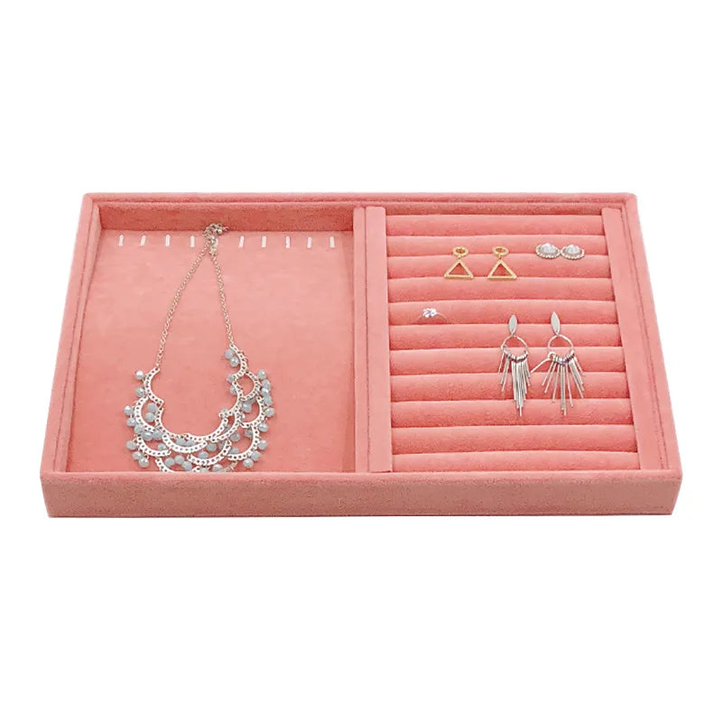 Pink Ice Fleece Jewelry Tray Jewelry Display Rack Earrings Earrings Necklace Bracelet Pendant Storage Box