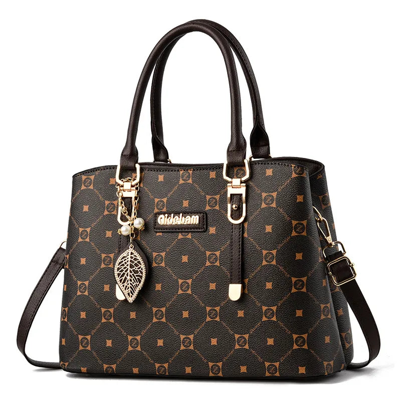 Women's Medium Pu Leather Lattice Vintage Style Square Zipper Handbag