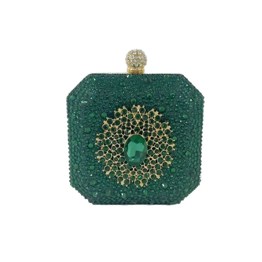Elegant Sparkling Green Mini Clutch Bag With Diamond Buckle Decoration For Women Fashionable Personal Touch Evening Bag
